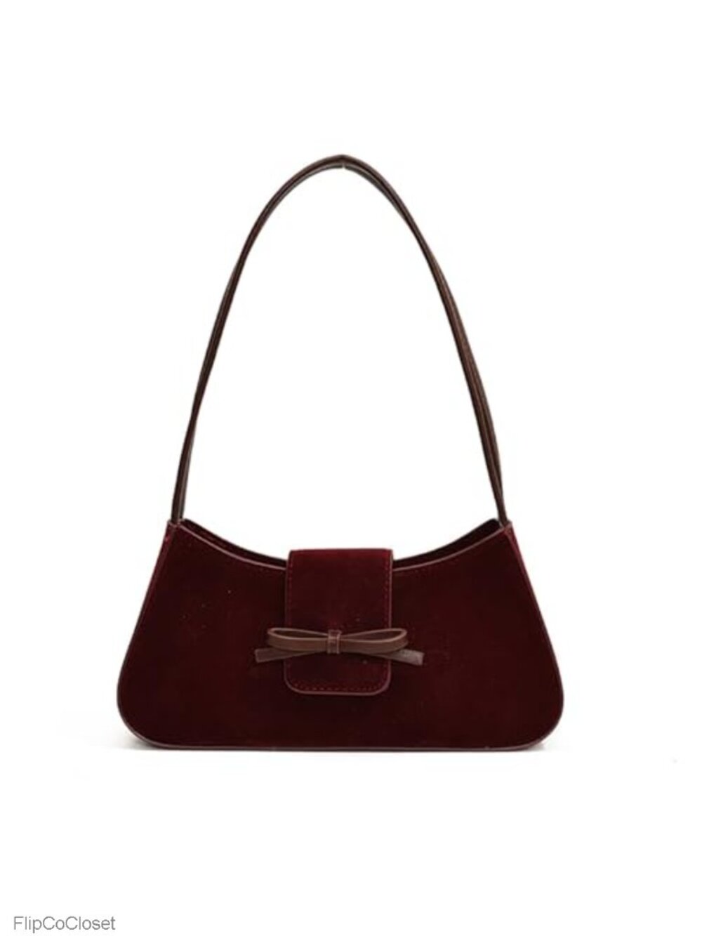 Suede Shoulder Bag Small Coquette Bow Purse Mini Handbag
